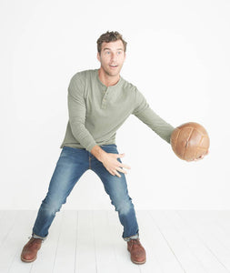 Double Knit Henley in Admiral Green
