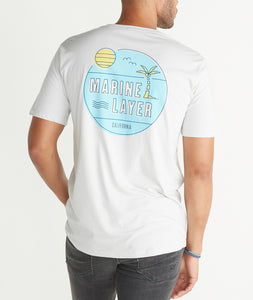 Palm Party Graphic Tee - Light Slate