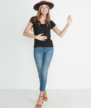 Slub U-Neck Tee - Black